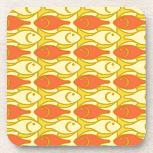 Moderne Fische, gelb und orange Getränkeuntersetzer