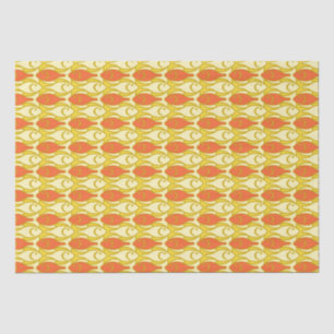 Moderne Fische, gelbe und orangefarbene Gewürze au Seidenpapier