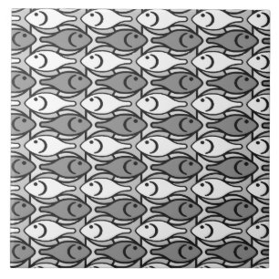 Moderne Fische, Grau, Weiß und Schwarzes der Mitte Fliese