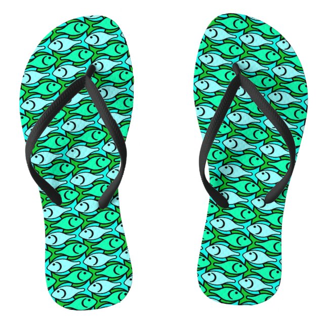 Moderne Fische, Jadegrün und Aqua Flip Flops (Fußbett)