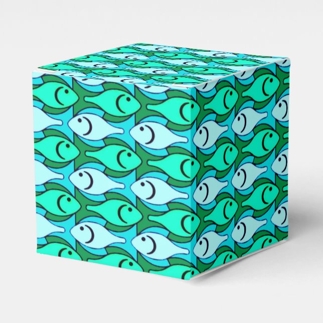 Moderne Fische, Jadegrün und Aqua Geschenkschachtel (Vorderseite)