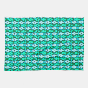 Moderne Fische, Jadegrün und Aqua Küchentuch
