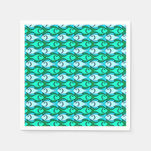 Moderne Fische, Jadegrün und Aqua Serviette (Vorderseite)