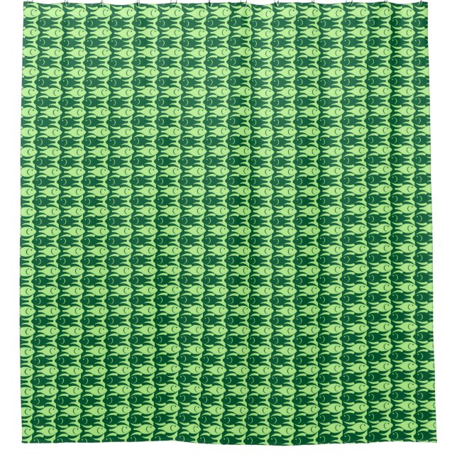 Moderne Fische, Minze und Smaragdgrün aus dem Mitt Duschvorhang (Vorderseite)
