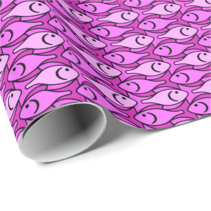 Moderne Fische, Orchideen und Fuchsia Geschenkpapier