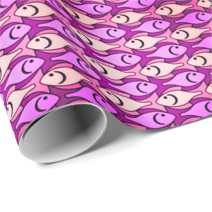 Moderne Fische, Orchideen und Muschel pink Geschenkpapier