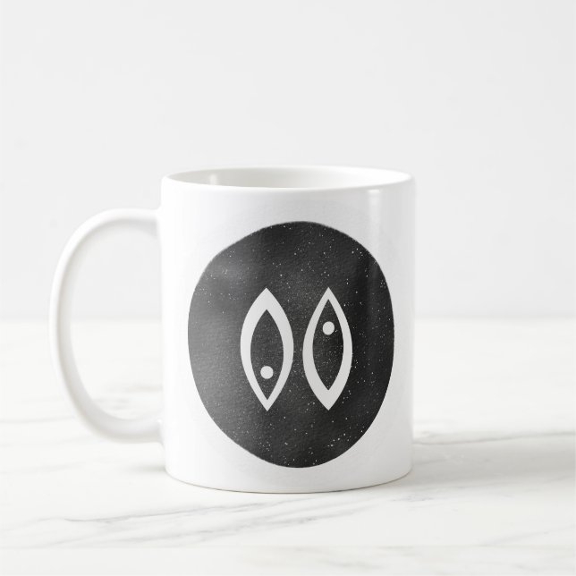 Moderne Fische Zodiac Schild Schwarz-weiß Minimal Kaffeetasse (Links)