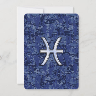 Moderne Fische Zodiac Sign Navy Blue Digital Camou