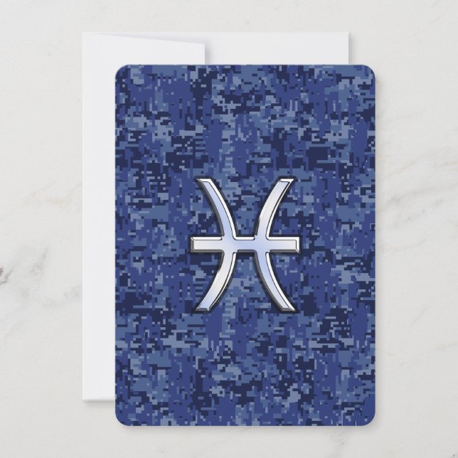 Moderne Fische Zodiac Sign Navy Blue Digital Camou (Vorderseite)