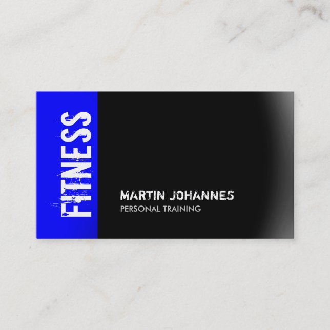 Moderne Fitness Sport Blue Gray Business Card Visitenkarte (Vorderseite)