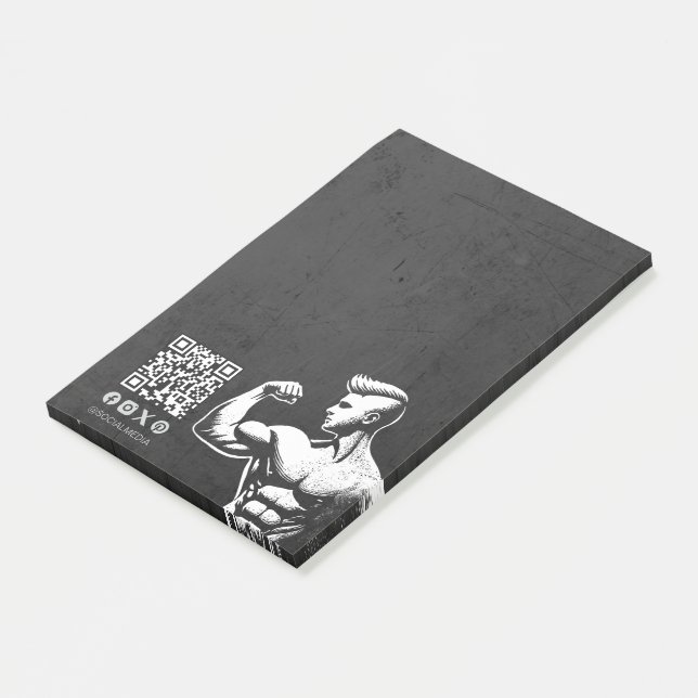 Moderne Fitness Trainer Bodybuilding Gym Instructo Post-it Klebezettel (angewinkelt)