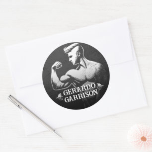 Moderne Fitness Trainer Bodybuilding Gym Instructo Runder Aufkleber