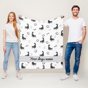 Moderne flache Design Border Collie & Knochen Must Fleecedecke