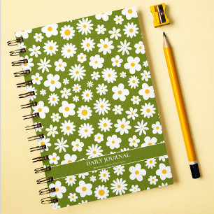 Moderne Flachgrafik Daisy Green Notizbuch