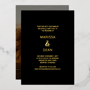 Moderne Flair-Schrift Minimalistische schwarze Fot Folieneinladung
