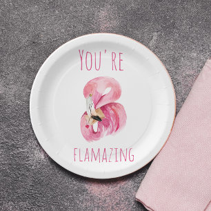Moderne Flamazing-Schönheit Rosa Flamingo Pappteller