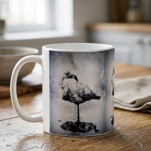 Moderne Flamingo Schwarz-Weiß-Aquarell-Kunst Kaffeetasse