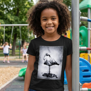 Moderne Flamingo Schwarz-Weiß-Aquarell-Kunst T-Shirt