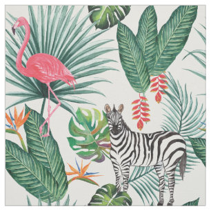 Moderne Flamingo zebra tropische Blattfarbe Wasser Stoff