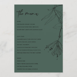 MODERNE FLASCHE GRÜNE LINIE ZEICHNEND FLORAL MENU MENÜKARTE