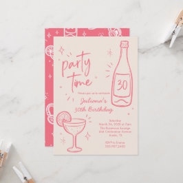 Moderne Flaschen- und Cocktail-Einladung zum 30. G Einladung