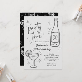Moderne Flaschen- und Cocktail-Einladung zum 30. G Einladung