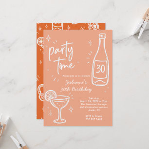Moderne Flaschen- und Cocktail-Einladung zum 30. G Einladung