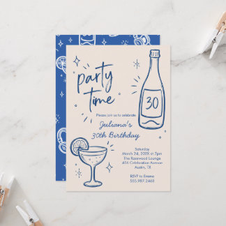 Moderne Flaschen- und Cocktail-Einladung zum 30. G Einladung