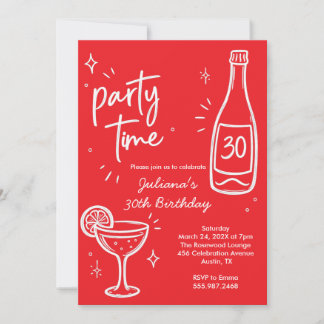 Moderne Flaschen- und Cocktail-Einladung zum 30. G Einladung
