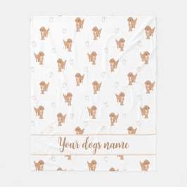 Moderne Flat-Design-Cockapoo- und Herz-Muster Fleecedecke