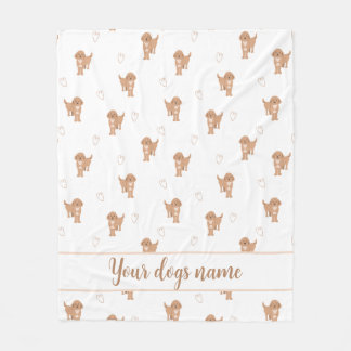Moderne Flat-Design-Cockapoo- und Herz-Muster Fleecedecke