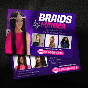 Moderne Flecht-Salon-Haarextensions Zöpfe Perücken Flyer