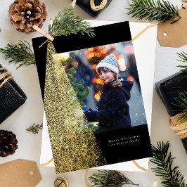 Moderne Fleckchen Weihnachtsbaum schwarz ein Foto Folien Feiertagskarte