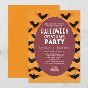 Moderne Fledermausmuster-Halloween-Kostenparty Einladung