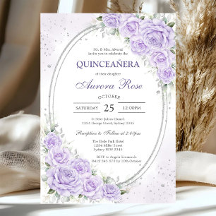Moderne Flieder-Blumen-Quinceanera-Einladung Einladung