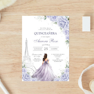 Moderne Flieder Floral Quinceanera Einladung