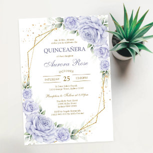 Moderne Flieder Floral Quinceanera Einladung