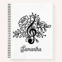 Moderne Flora Treble Clef Musik Liebhaber