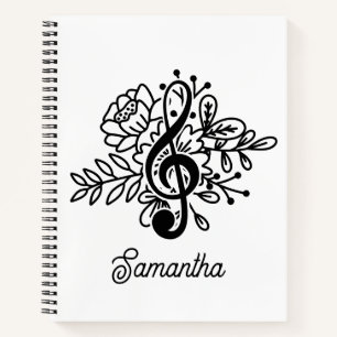 Moderne Flora Treble Clef Musik Liebhaber Notizbuch