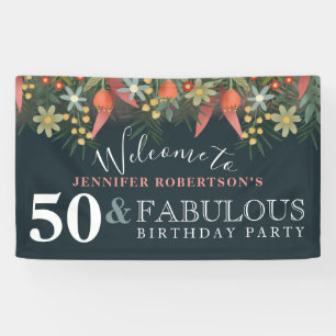 Moderne floral 50 und fabelhafte Geburtstagsparty Banner