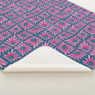 Moderne floral blockdruck rosa daisy sherpadecke