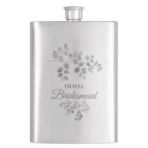 Moderne Floral Bridesmaid Flasche Flachmann