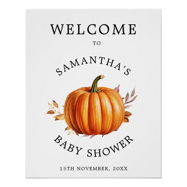 Moderne Floral Fall Babydusche Poster (Vorderseite)