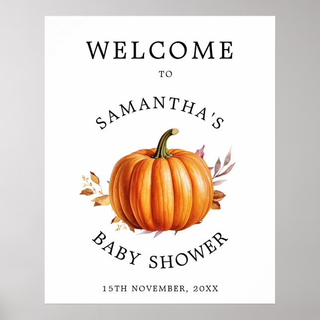 Moderne Floral Fall Babydusche Poster (Vorne)