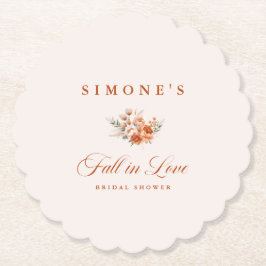 Moderne Floral Fall In Love Bridal Shower Untersetzer