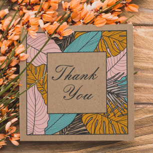 Moderne floral Kraft Vielen Dank Feiertagskarte