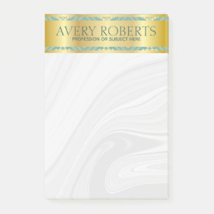 Moderne Floral Luxury Cyan Gold Damask Klasse Post-it Klebezettel