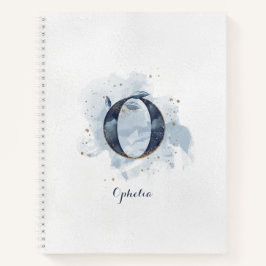 Moderne floral Personal Monogram Letter O Blue Gol Notizbuch