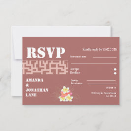 Moderne floral Terracotta Wedding RSVP Card