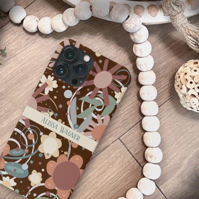 Moderne floral trendy Customize Name Fun Case-Mate iPhone Hülle (Von Creator hochgeladen)